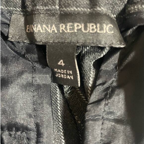 Banana Republic Women Pants 4 Black Pin Stripe Rayon Elastic Waist Office Work - Picture 2 of 8